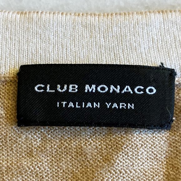 Like new! Club Monaco tan / camel beige v neck Italian Yarn merino wool sweater - Picture 3 of 6